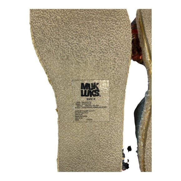 Muk Luks Canvas Womens 8 Slip On Rope-Lined Flats Glitter Heel Lightweight Comfy - Picture 7 of 7